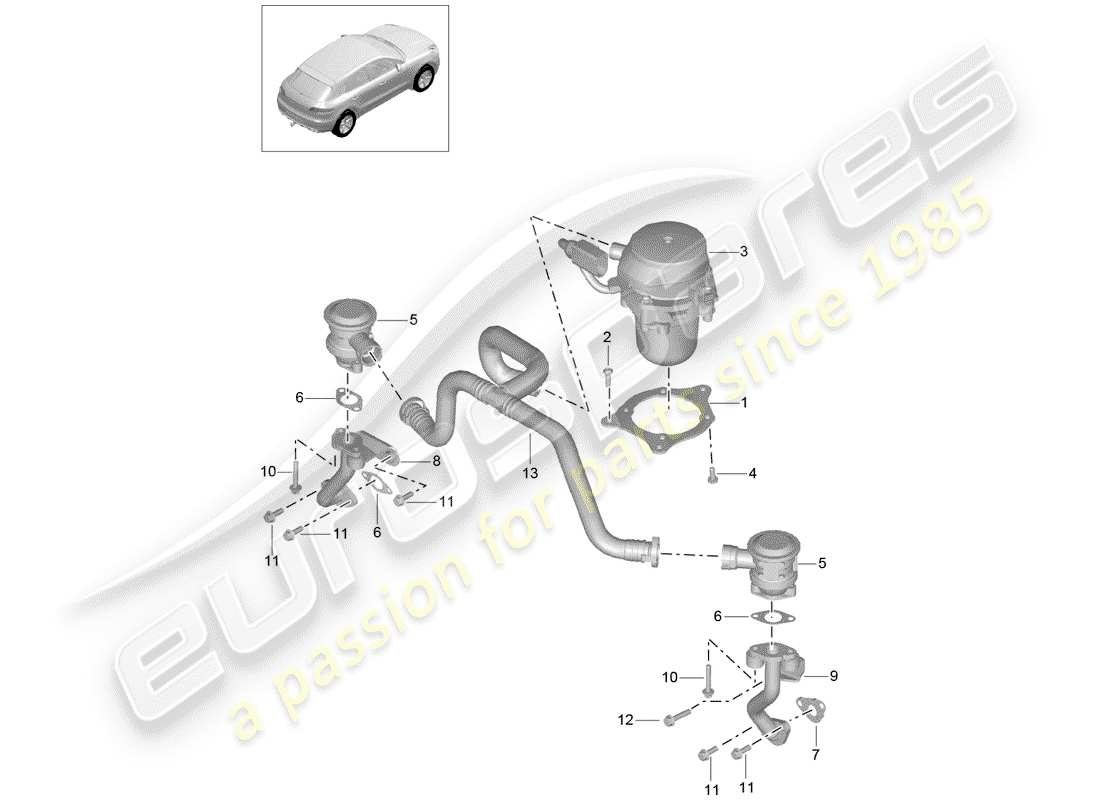 porsche 2014 (macan) secondary air pump parts diagram