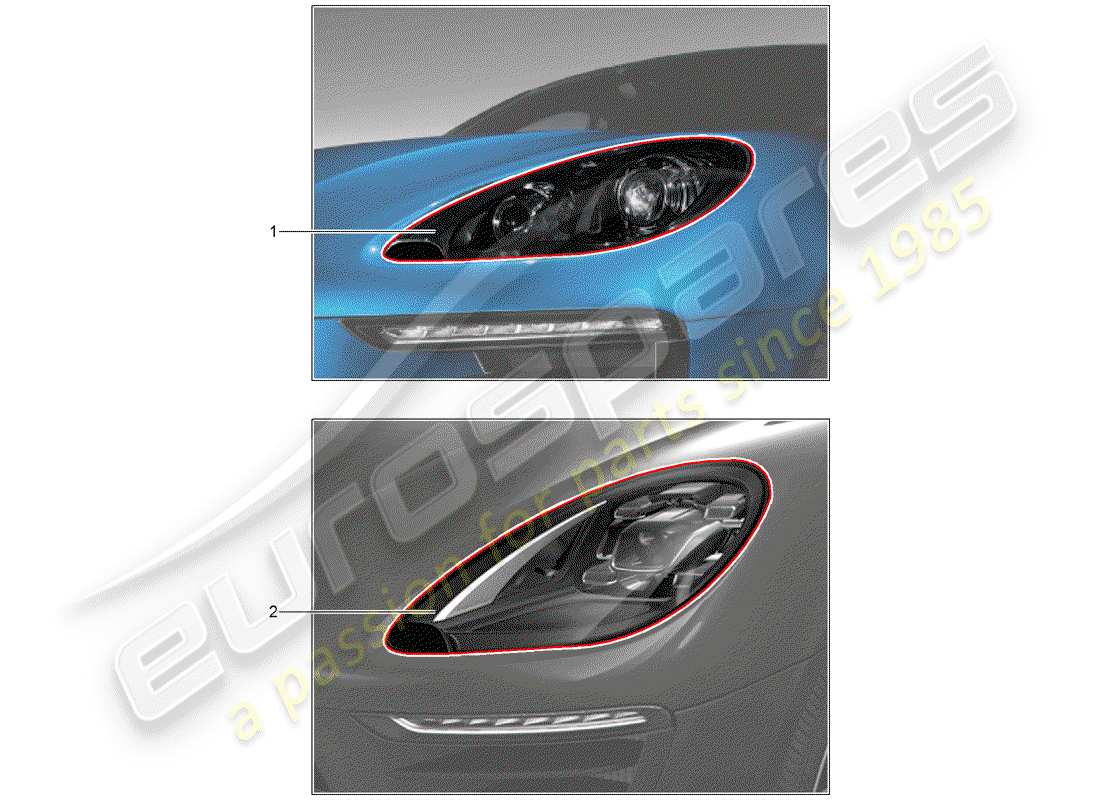 porsche 2020 (tequipment macan) headlamp parts diagram