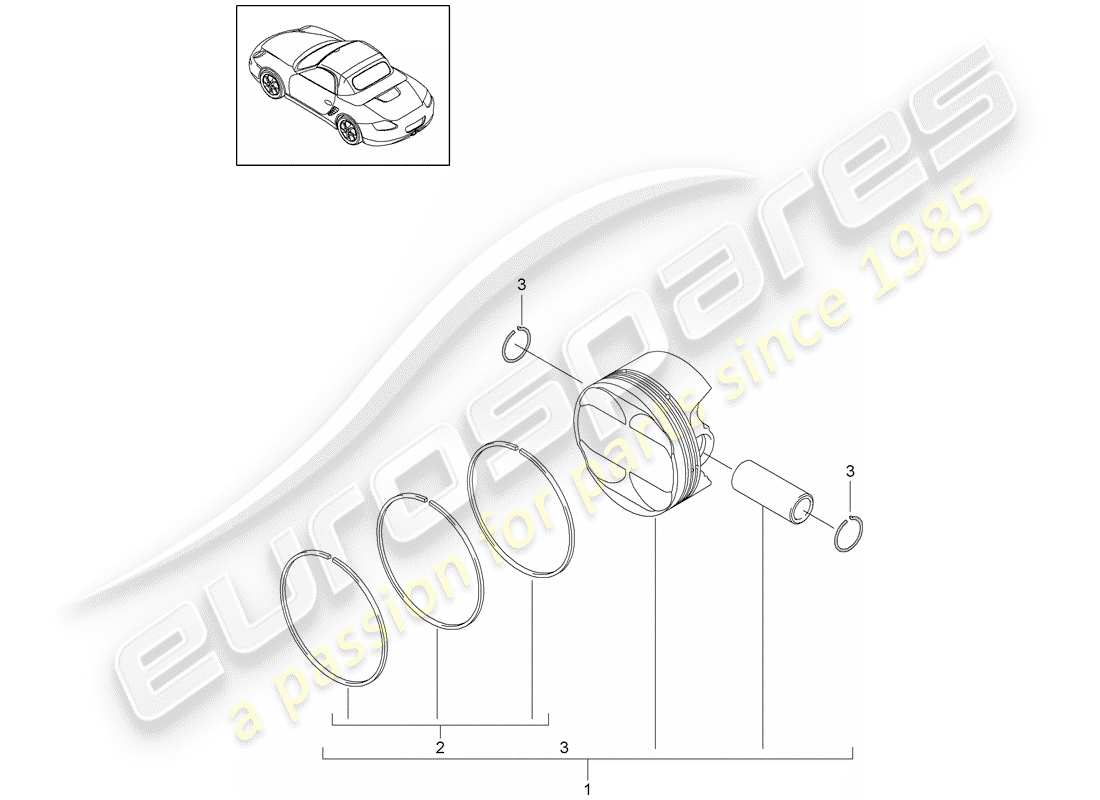porsche 2009 (987 boxster) piston parts diagram