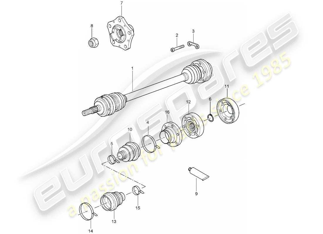 porsche 2006 (987 boxster) drive shaft wheel hub parts diagram
