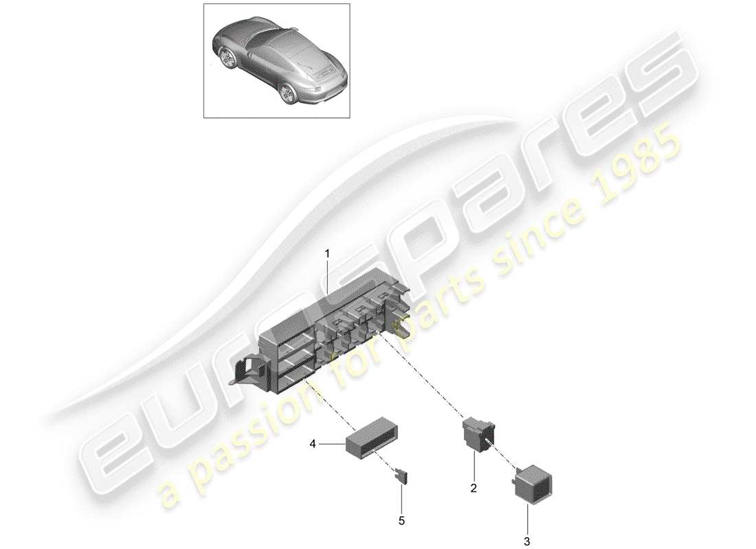 porsche 2014 (991-1) central electrics rear end parts diagram