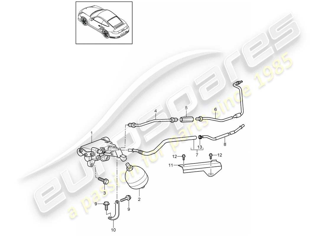 porsche 2011 (997-2 turbo / gt2 rs) hydraulic clutch parts diagram