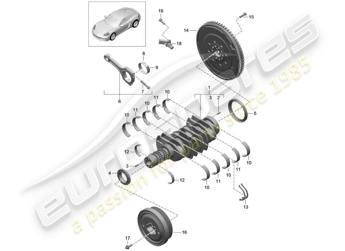 porsche 2018 (718 cayman) crankshaft part diagram