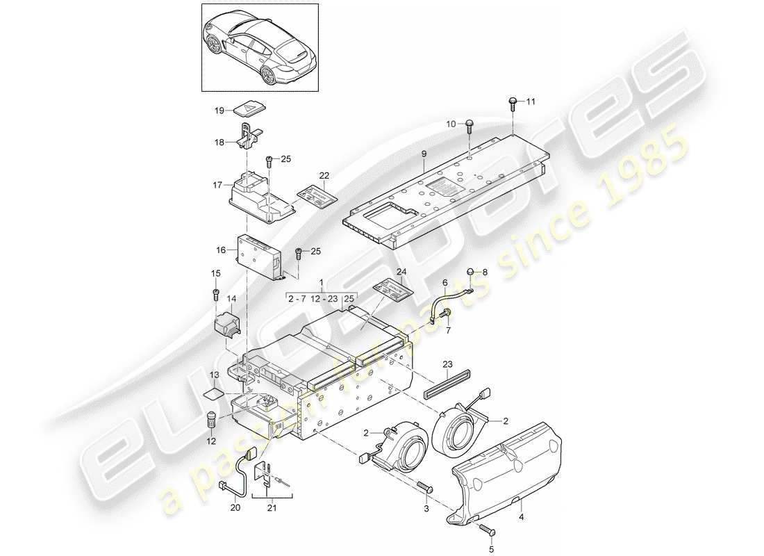 porsche 2013 (panamera 970) battery for vehicles with hybrid drive d >>- mj 2013 part diagram