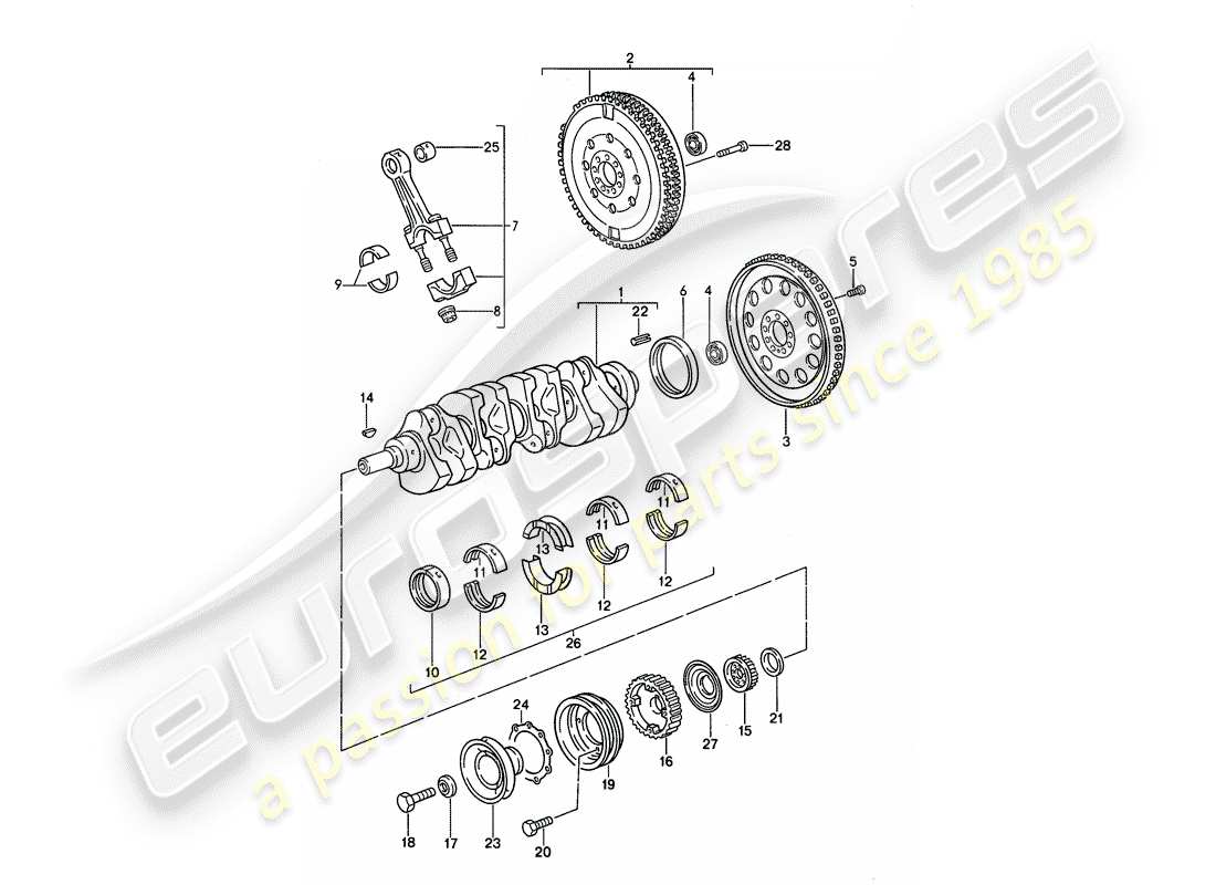 porsche 1995 (968) crankshaft - connecting rod part diagram