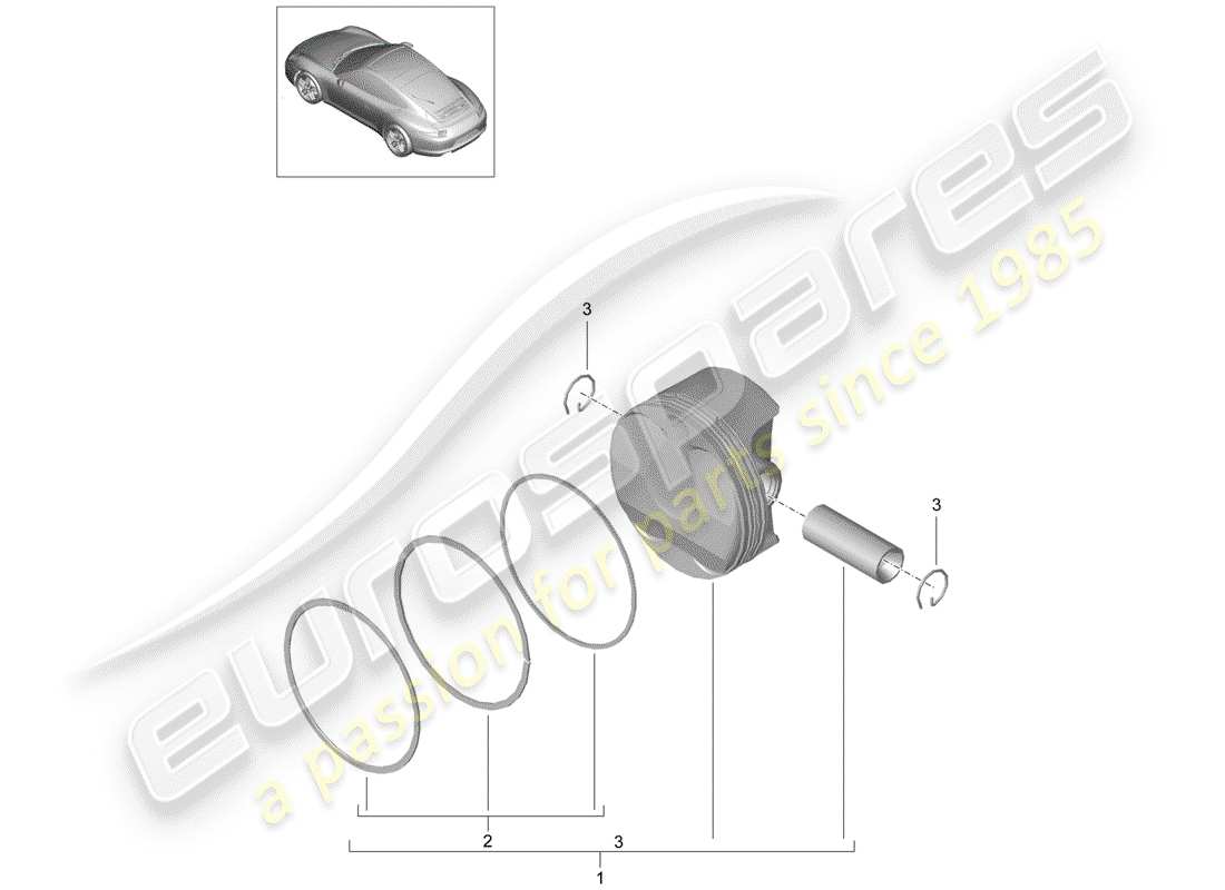 porsche 2016 (991-1) piston parts diagram