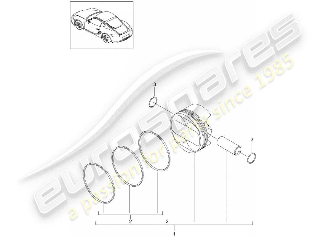 porsche 2012 (987 cayman) piston part diagram
