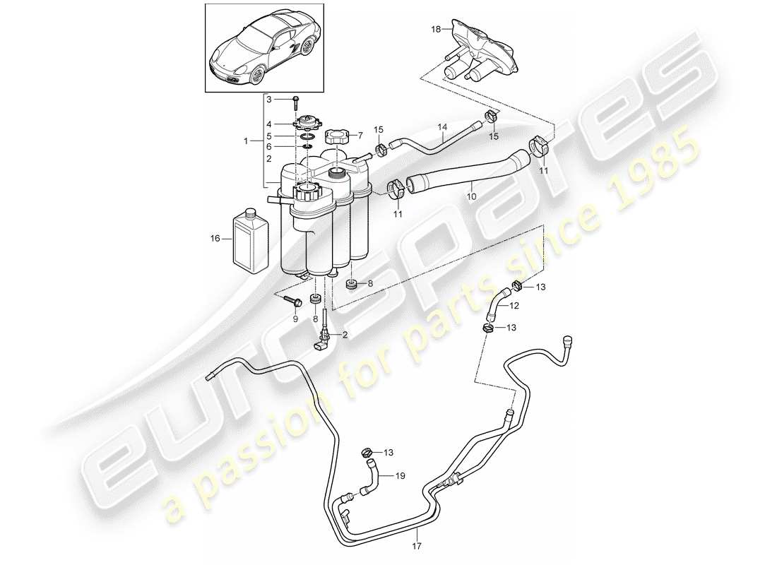 porsche 2012 (987 cayman) coolant cooling system part diagram