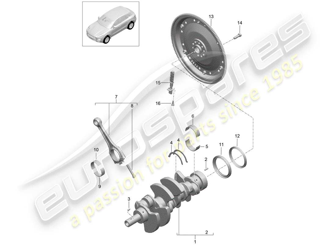 porsche 2017 (macan) crankshaft conrod part diagram