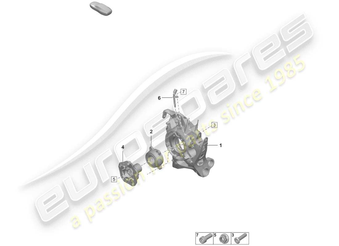 porsche 2020 (992-1) rear axle wheel carrier wheel hub parts diagram
