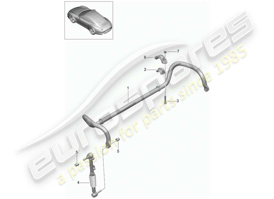 porsche 2016 (991-1) anti-roll bar pdcc parts diagram