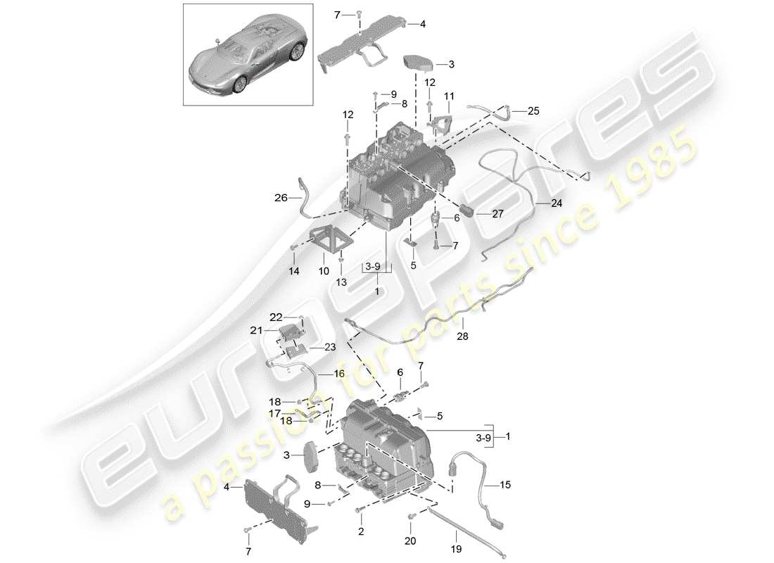 porsche 2015 (918 spyder) power and control electronics- parts diagram