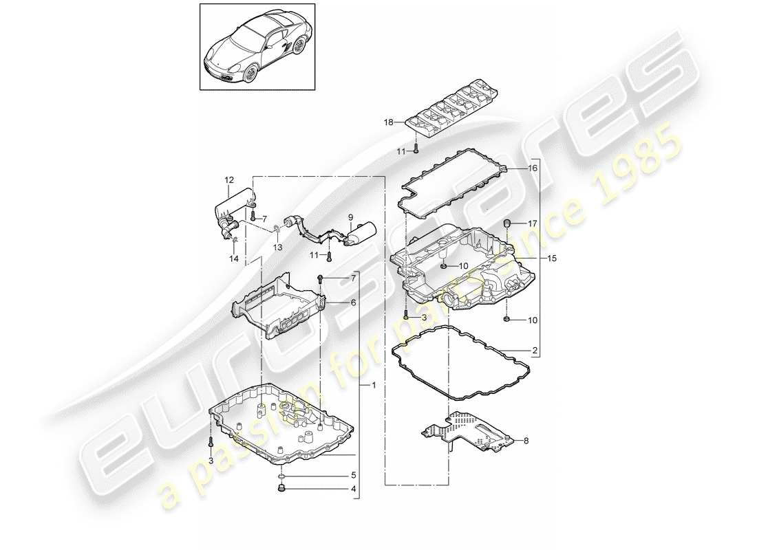 porsche 2012 (987 cayman) oil sump part diagram