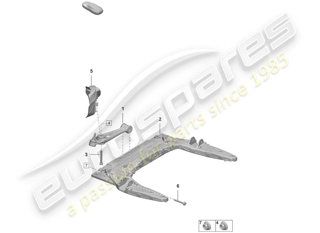 porsche 2020 (992-1) cross member wishbone parts diagram