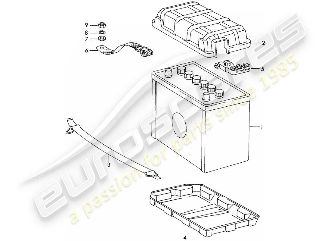 porsche 1966 (911/912) battery - d >> - mj 1968 part diagram
