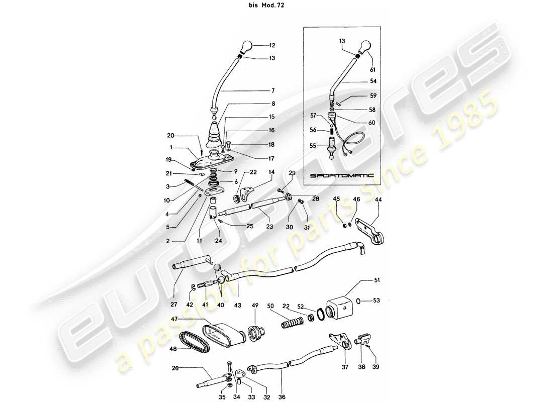 porsche 1974 (914) transmission control - d >> - mj 1972 part diagram