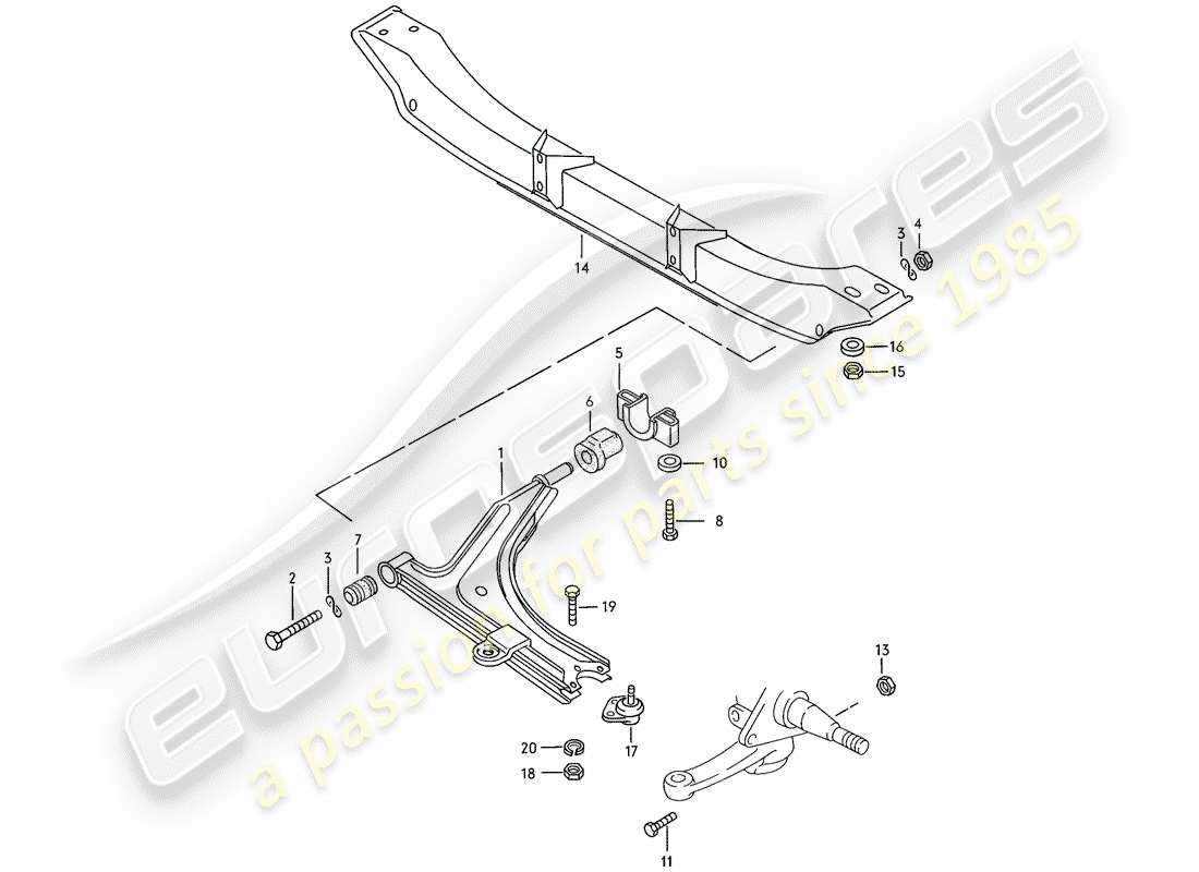 porsche 1976 (924) track control arm - cross member parts diagram