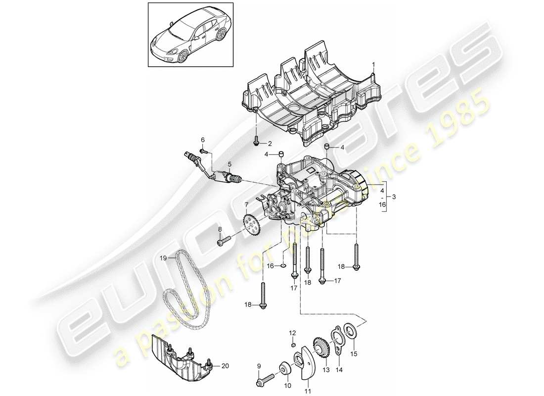 porsche 2015 (panamera 970) oil baffle plate oil pump part diagram