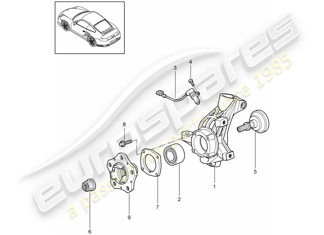 porsche 2012 (997-2 turbo / gt2 rs) wheel carrier parts diagram