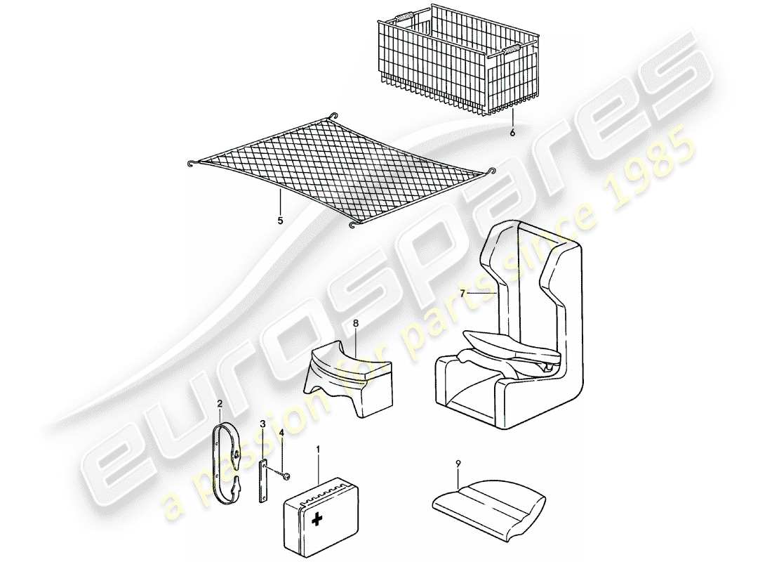 porsche 1982 (924) accessories part diagram