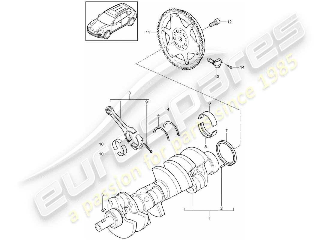 porsche 2016 (cayenne e2 92a) crankshaft conrod part diagram