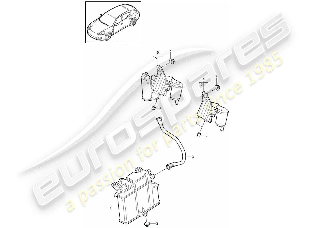 porsche 2016 (panamera 970) activated charcoal container air filter parts diagram