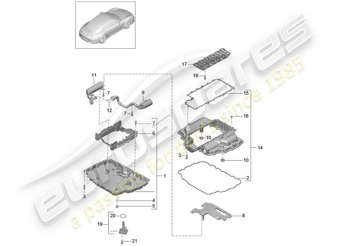 porsche 991 (2014) oil pan parts diagram