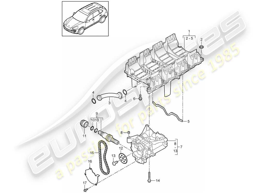 porsche 2013 (cayenne e2 92a) oil baffle plate oil pump part diagram
