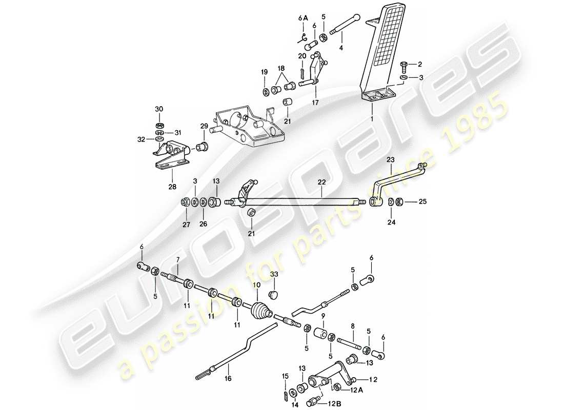 porsche 1984 (911) pedals - throttle control part diagram