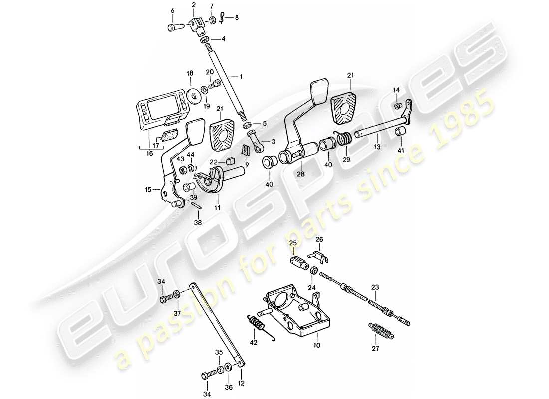porsche 1988 (911) pedals - d >> - mj 1988 part diagram