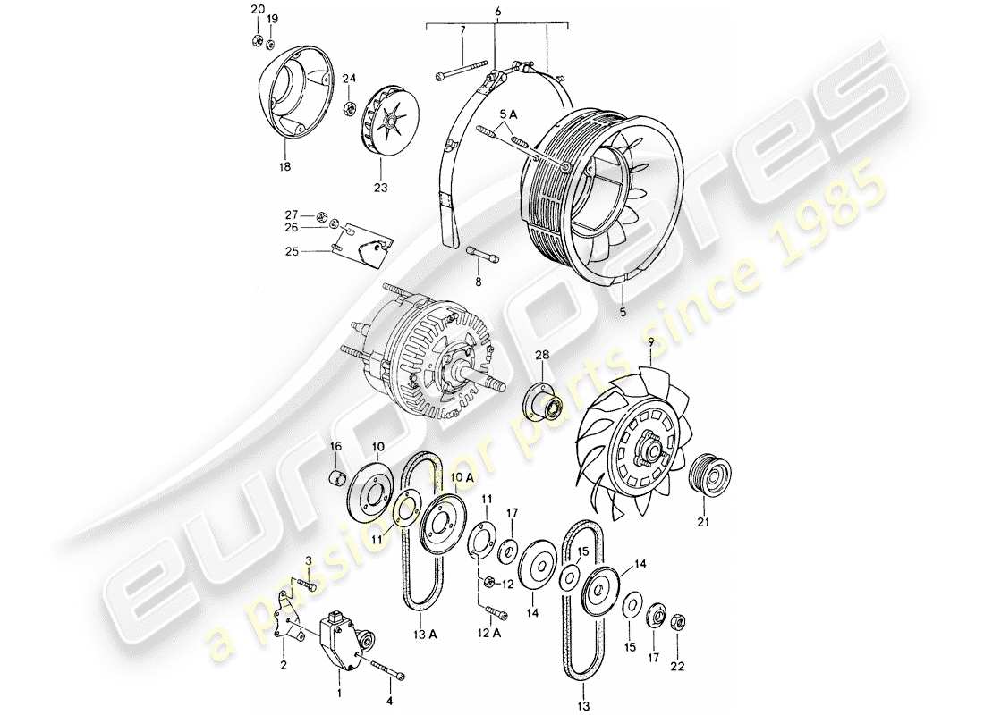 porsche 1991 (964) air cooling parts diagram