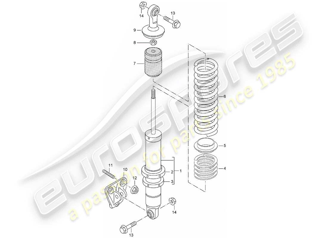 porsche carrera gt (2005) suspension - shock absorber strut - bracket part diagram