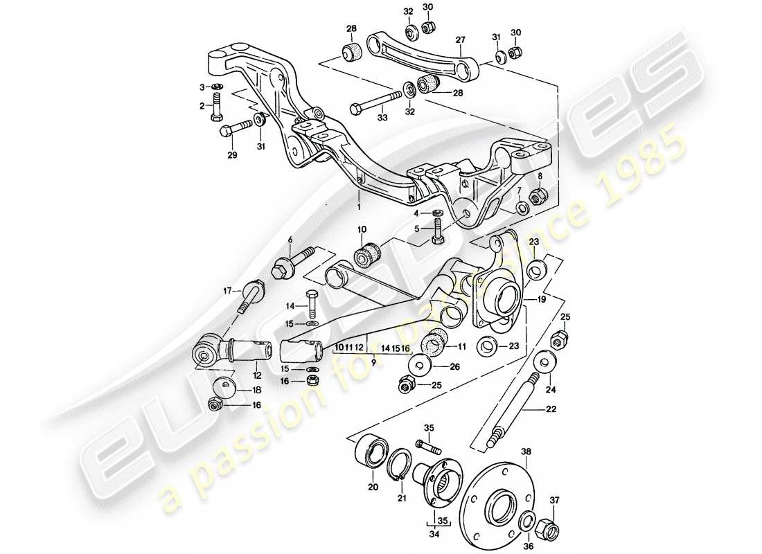 porsche 1980 (928) rear axle parts diagram