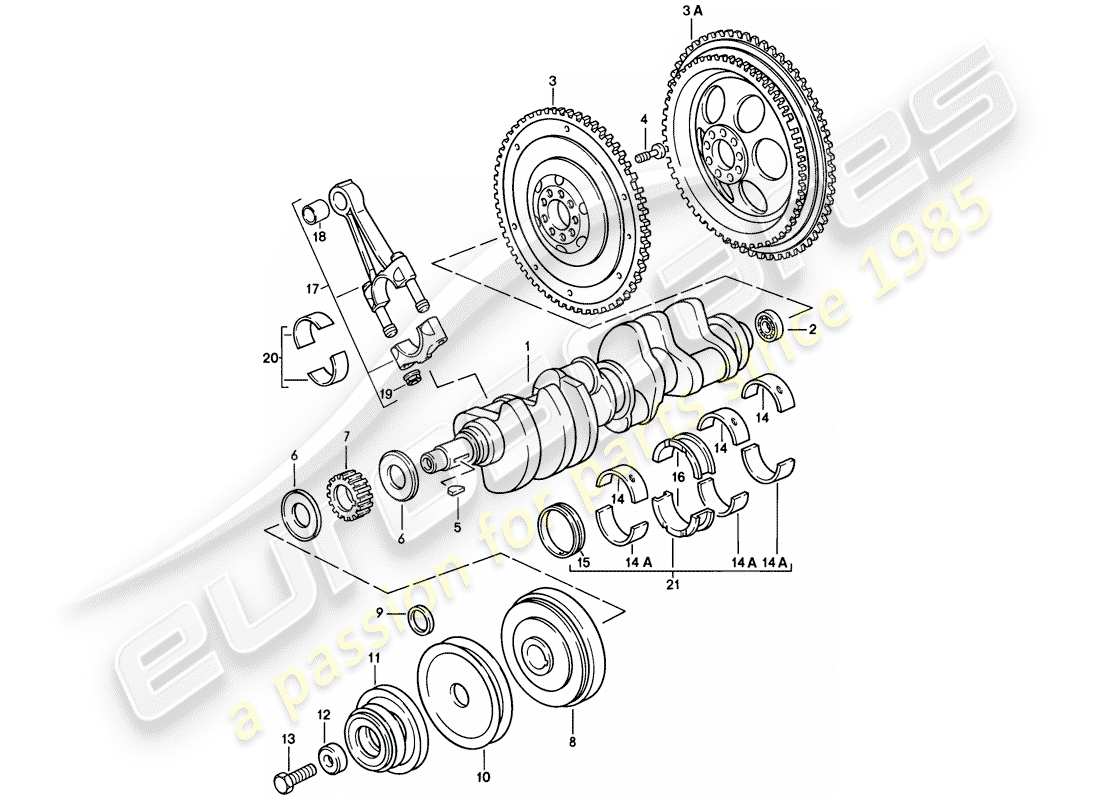 porsche 1983 (928) crankshaft - connecting rod part diagram