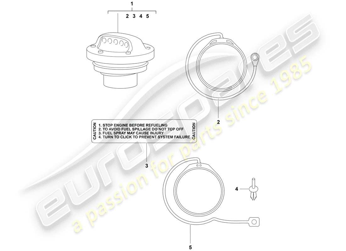 porsche 1991 (tequipment) fuel tank cap parts diagram