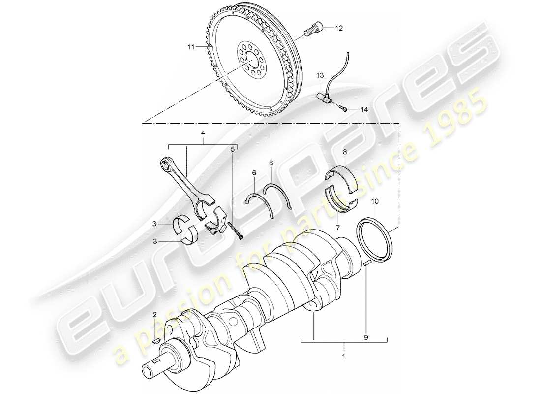 porsche 2006 (cayenne e1 9pa) crankshaft conrod part diagram
