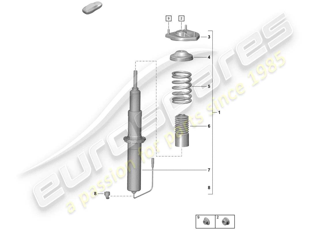 porsche 2020 (718 boxster spyder) shock absorbers coil spring parts diagram