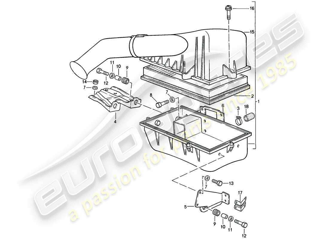 porsche 1986 (944) air cleaner system part diagram
