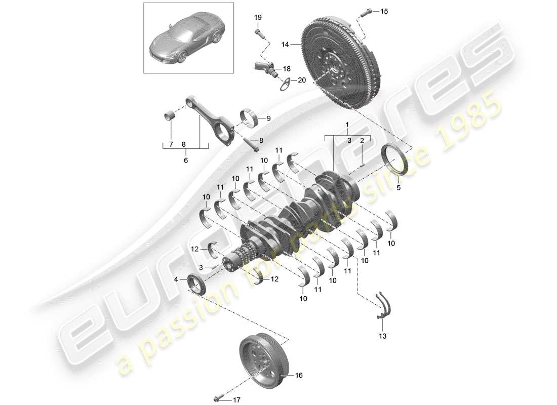 porsche 2012 (981 boxster) crankshaft parts diagram