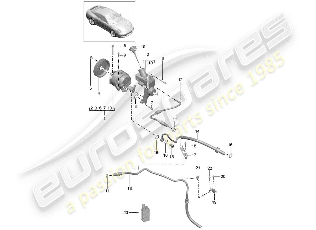 porsche 991 gen. 2 (2017) hydraulic line parts diagram