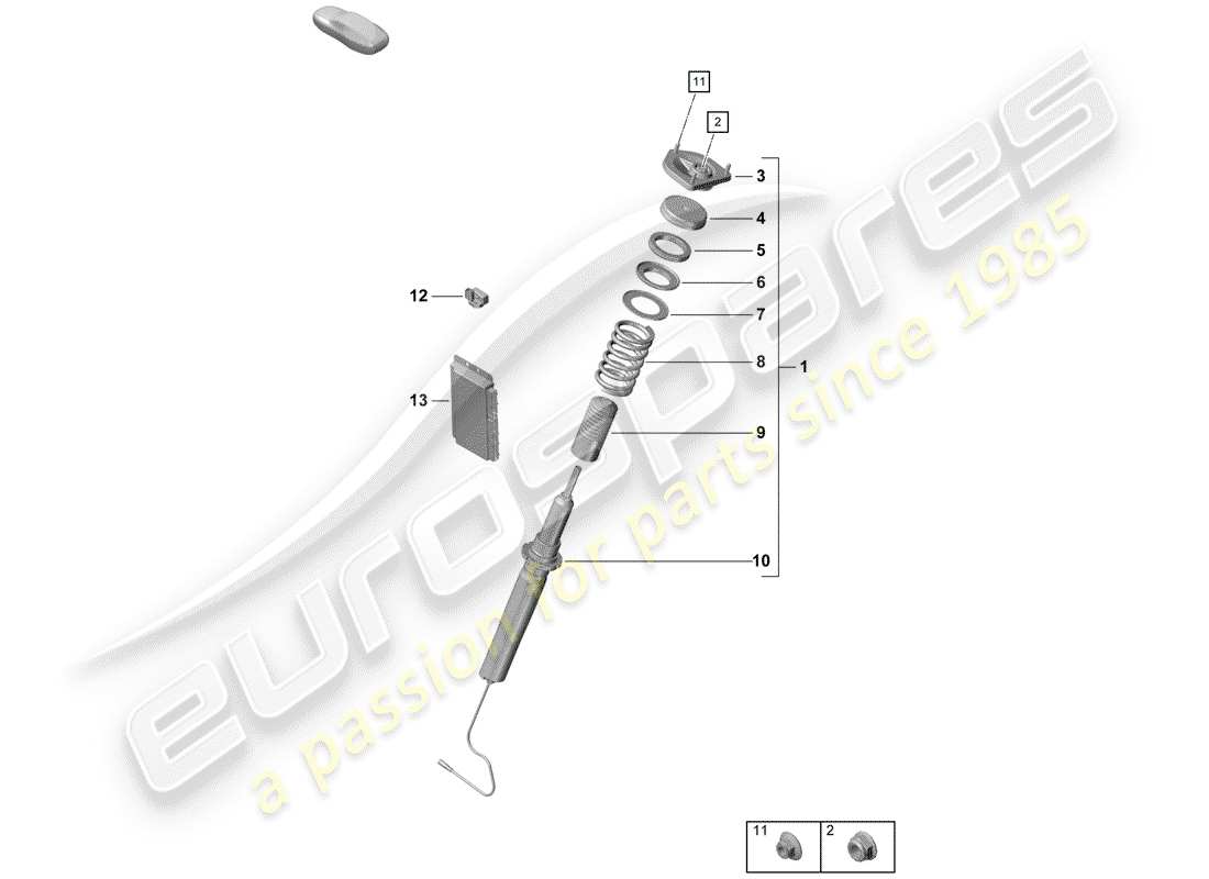 porsche 2020 (718 boxster spyder) vibration damper parts diagram