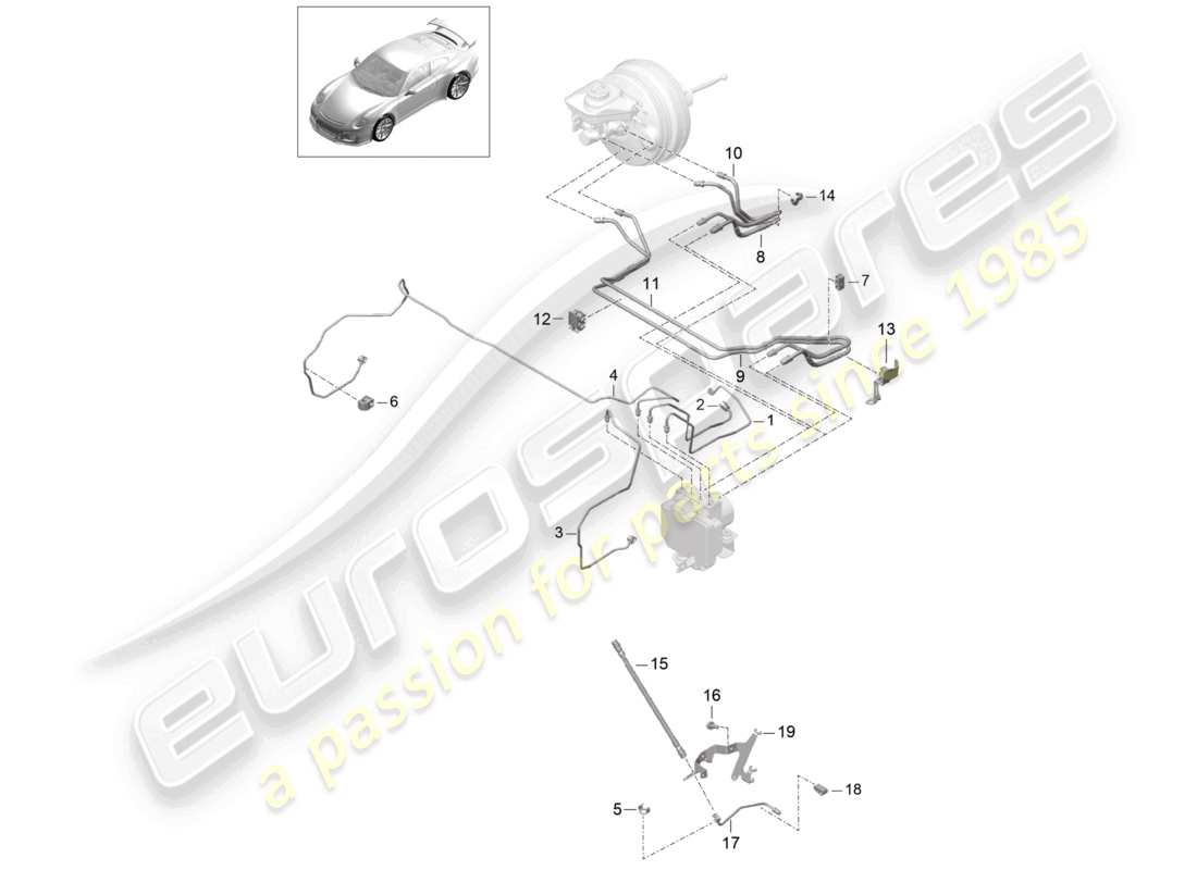 porsche 2014 (991-1 r/gt3/rs) brake line front front end d - mj 2018>> part diagram