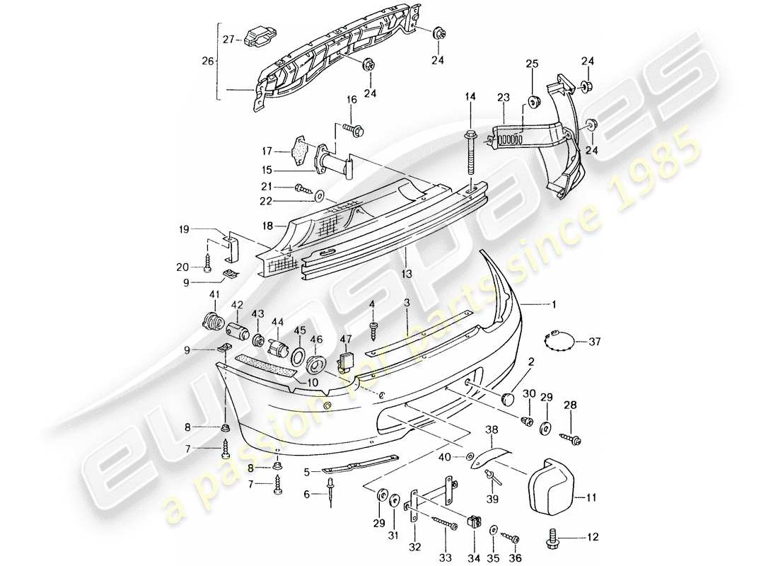 porsche 2002 (986 boxster) bumper rear parts diagram