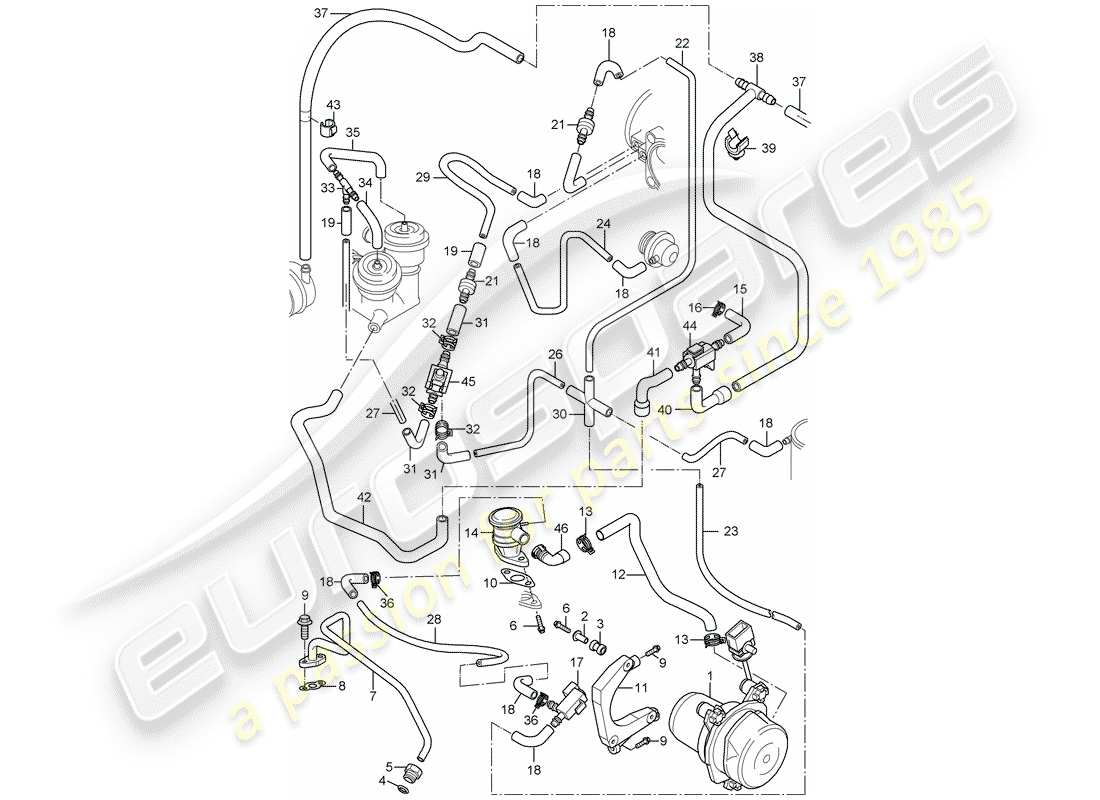 porsche 2003 (996 turbo / gt2) air injection part diagram