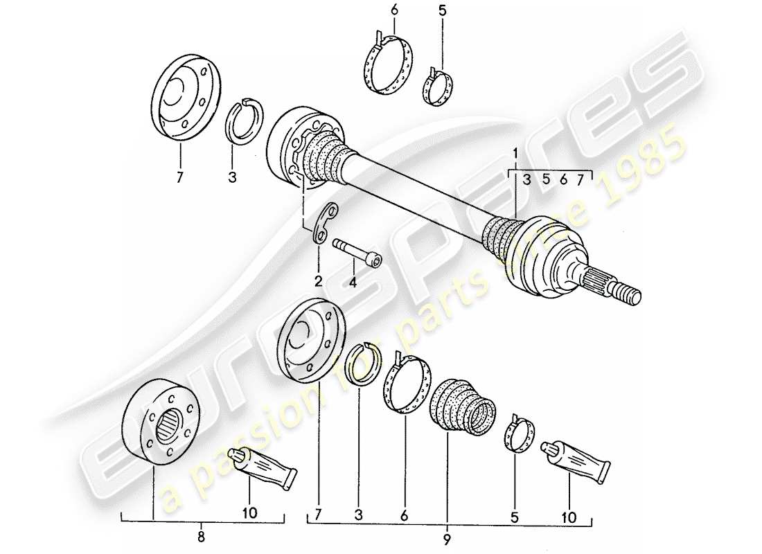 porsche 1989 (928) drive shaft parts diagram