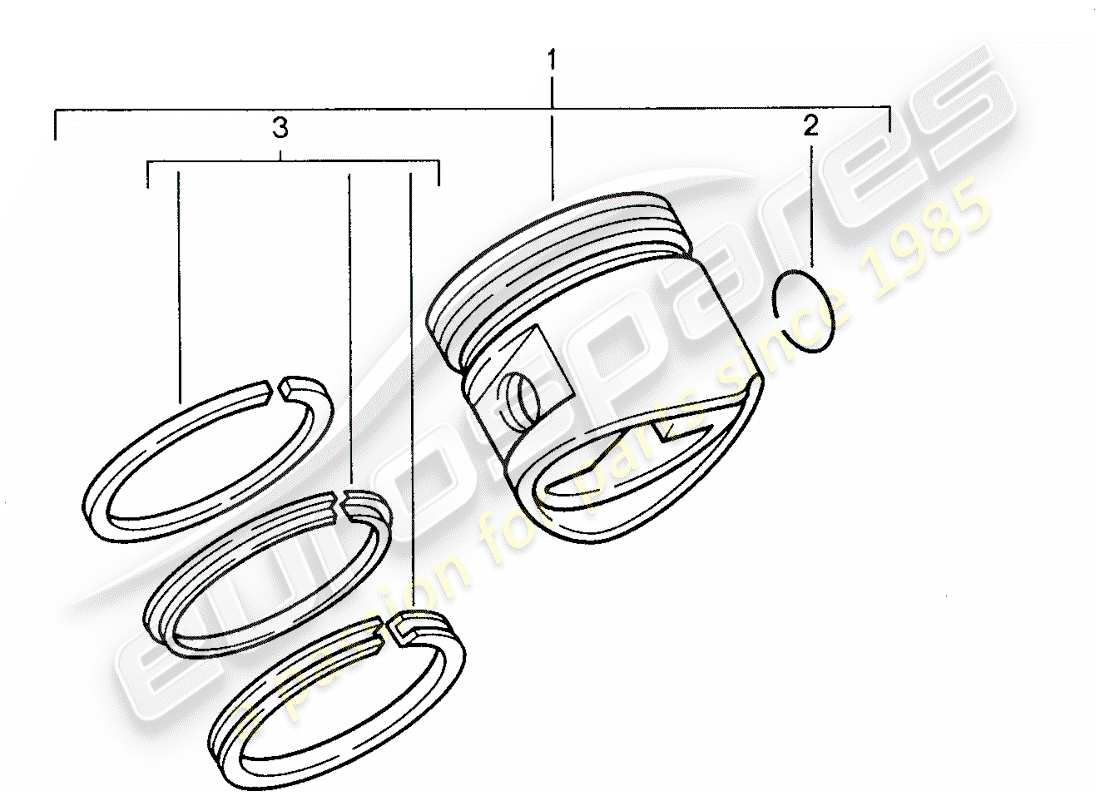 porsche 1988 (928) piston - piston rings parts diagram