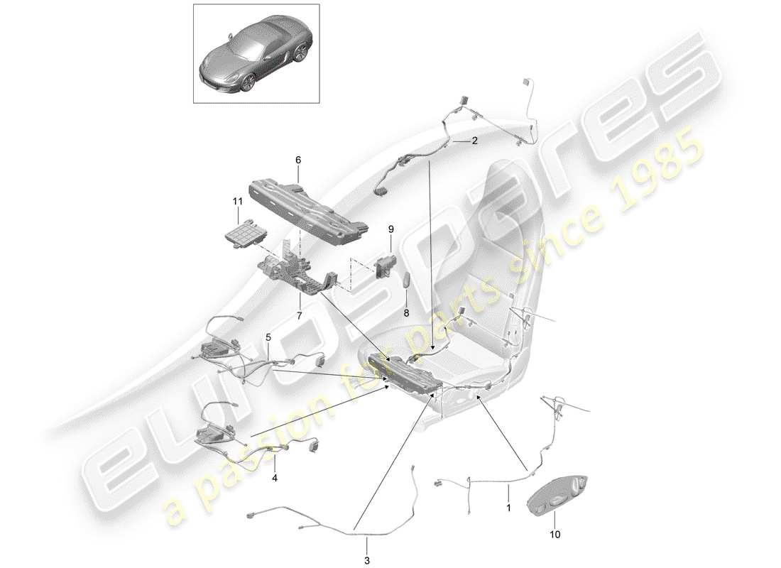 porsche 718 boxster (2019) wiring harnesses parts diagram