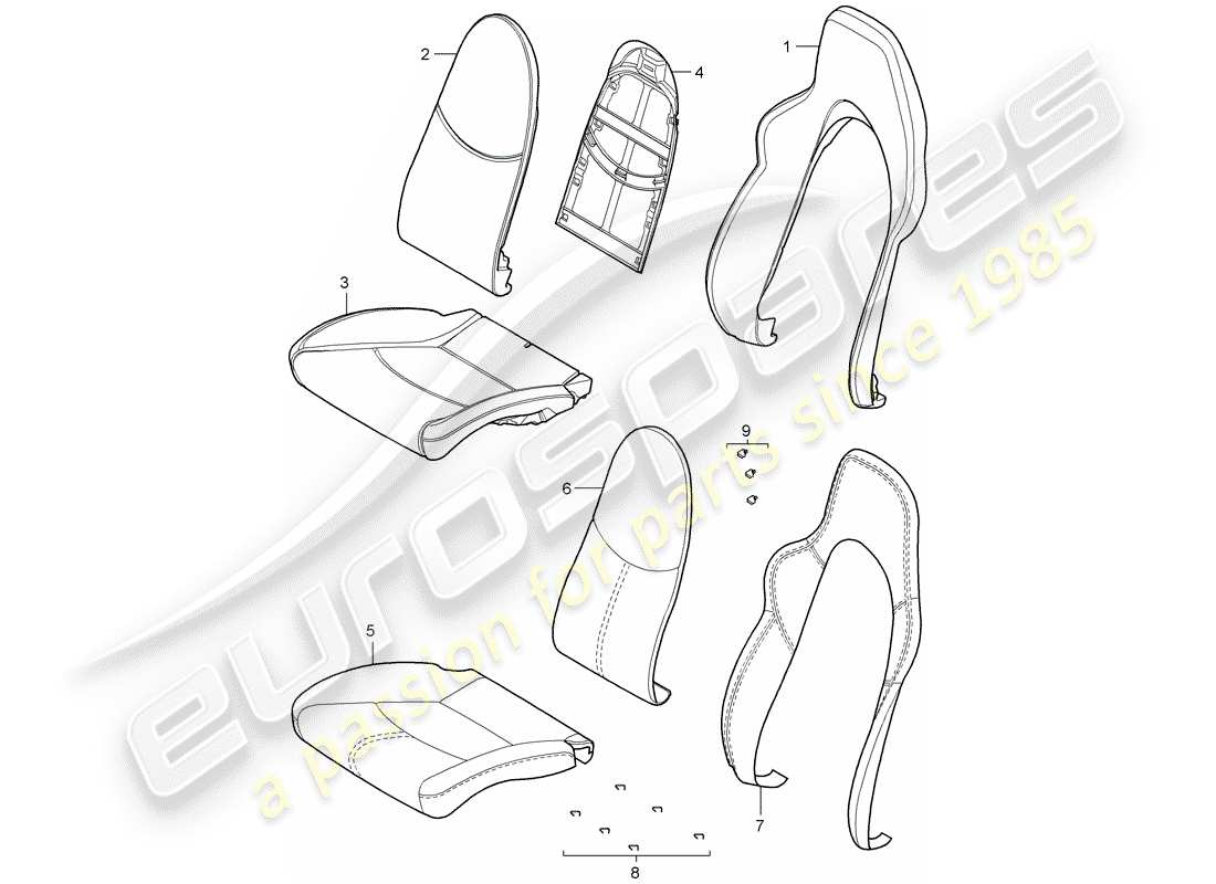 porsche 2009 997-2 turbo / gt2 foam part parts diagram