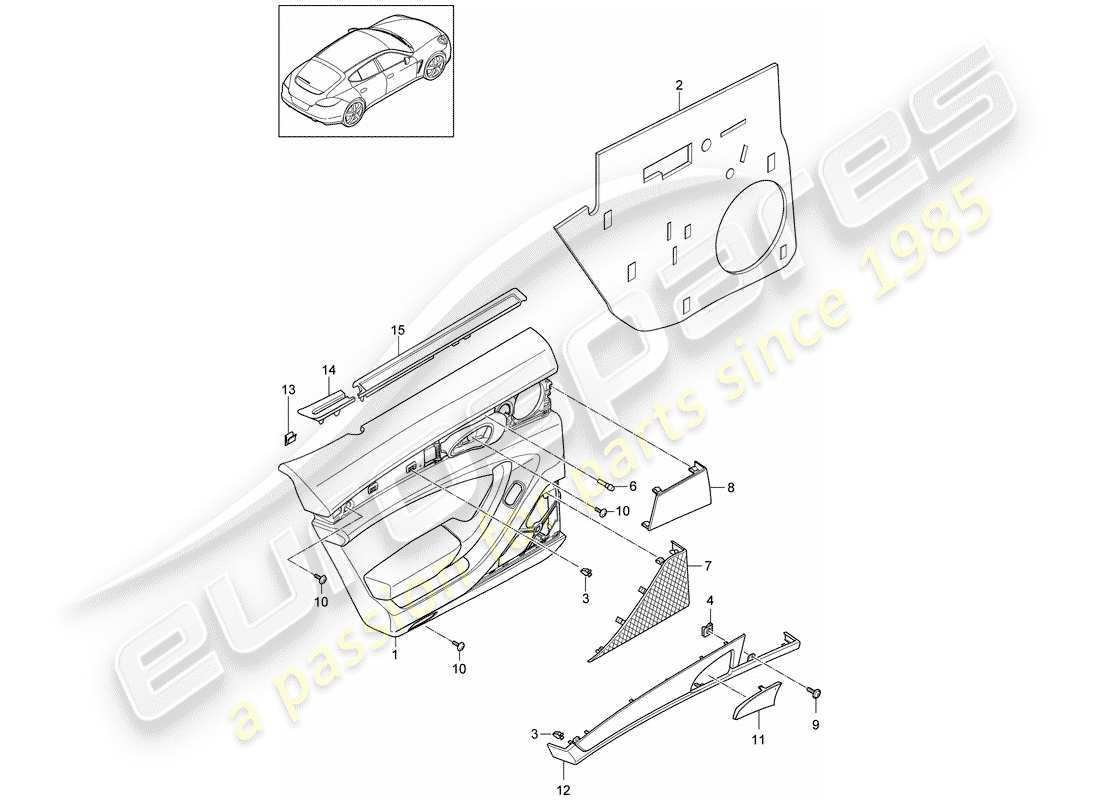 porsche 2010 (panamera 970) door panel rear 2. generation d - mj 2014>> part diagram