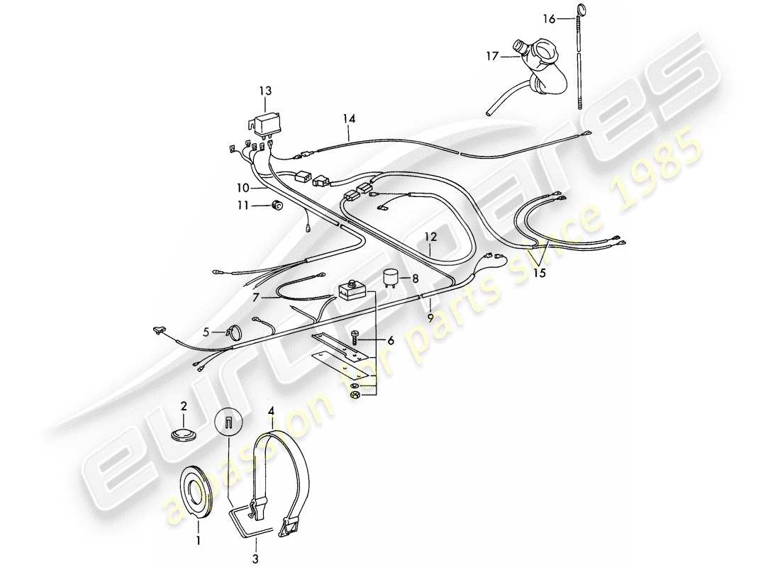 porsche 1970 (911) air conditioner - electrical components - accessories - not for: - (usa) parts diagram